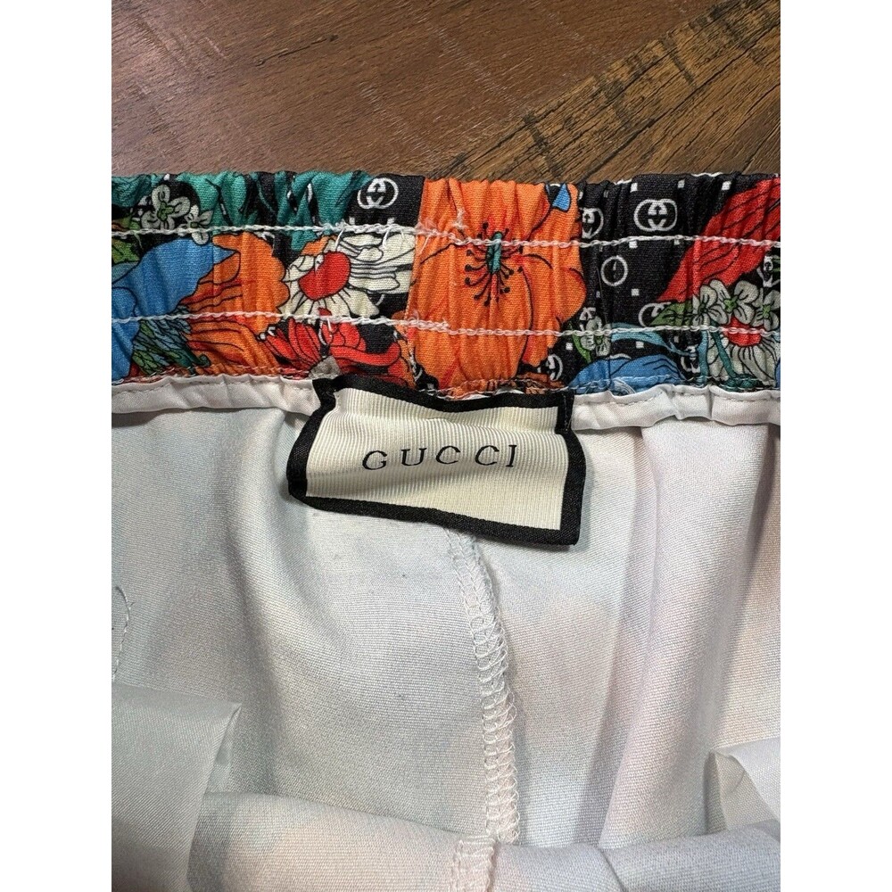 Gucci Men's Multicolor Floral Shorts 9" Inseam Pockets Elastic Drawstring - Picture 2 of 11